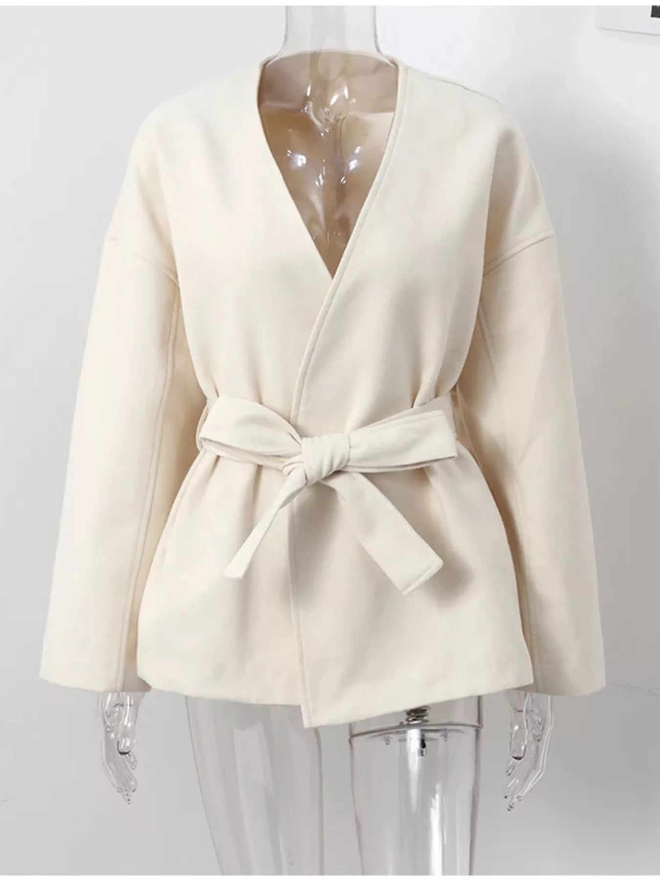 Surplice Tie Waist Outerwear