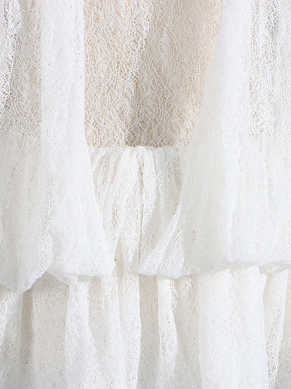 Ruffled Hem Lace Mini Dress