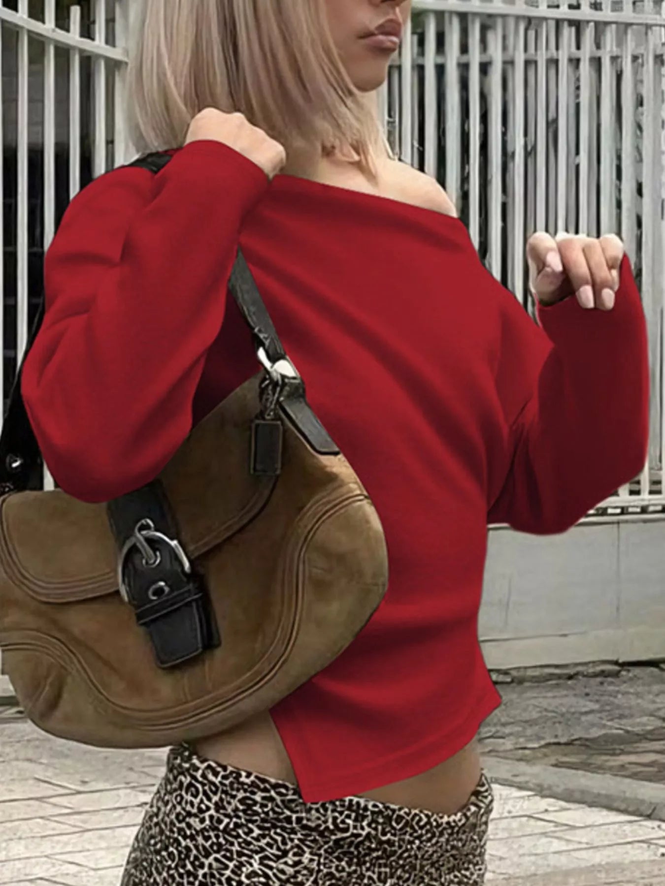 Asymmetrical Off-Shoulder Long Sleeve T-Shirt