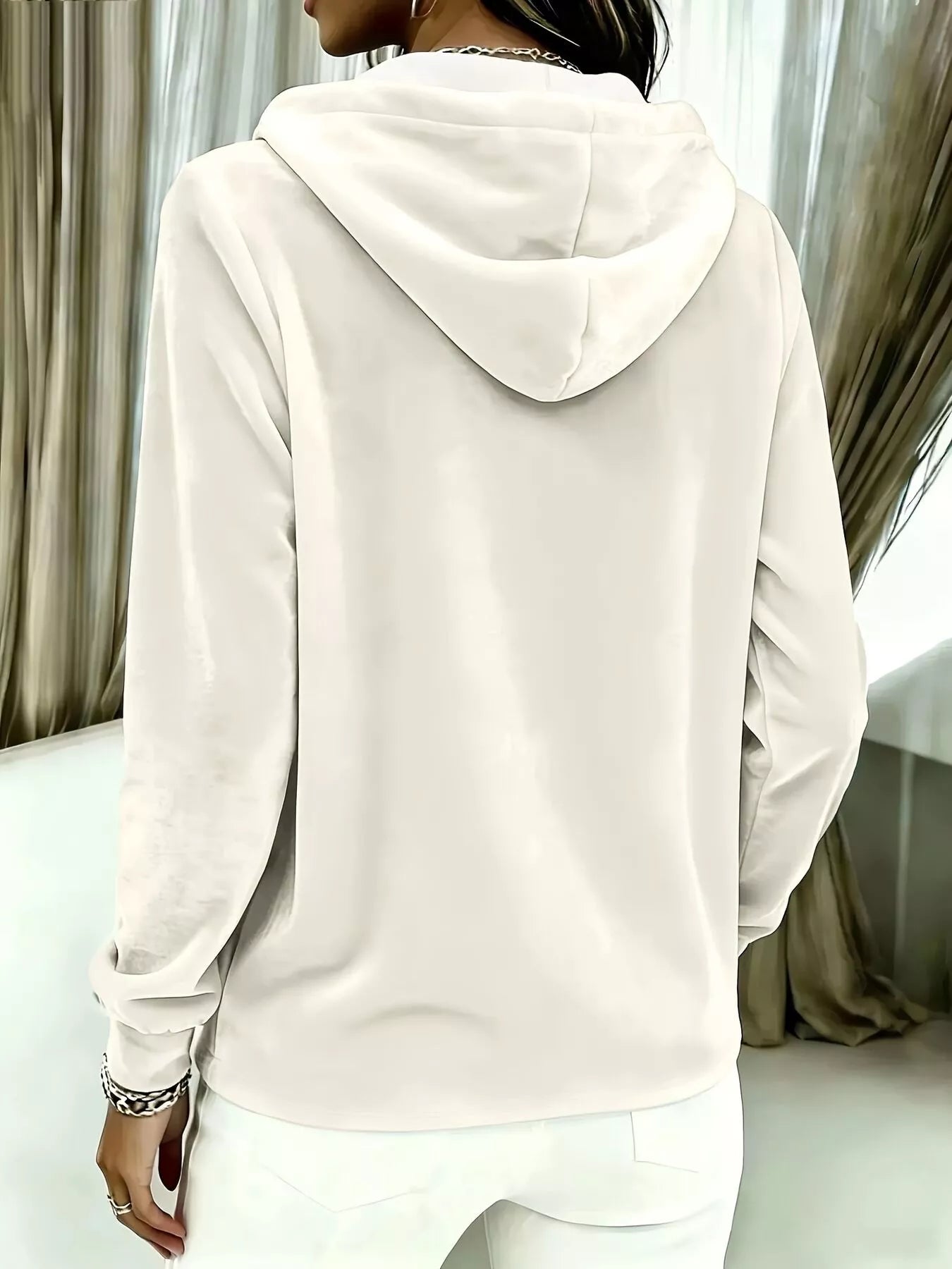 Full Size Drawstring Button Detail Hoodie Plus Size