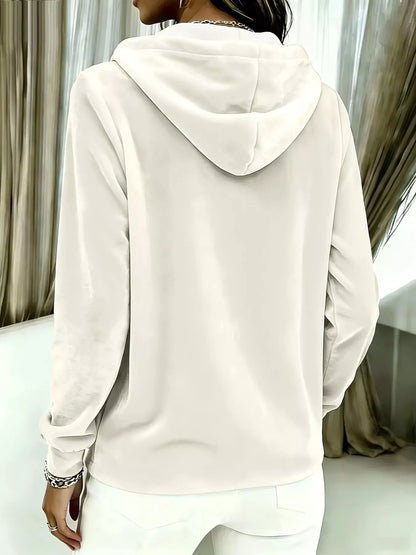 Full Size Drawstring Button Detail Hoodie Plus Size