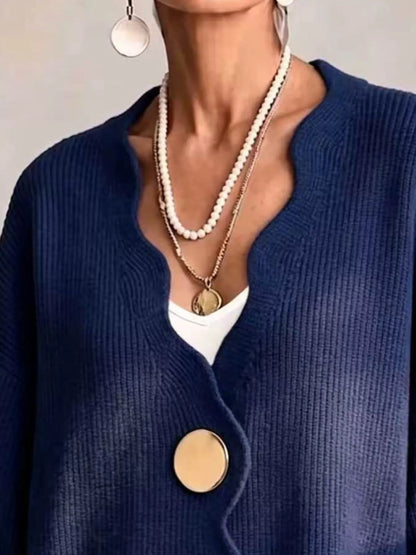 Plus Size Scalloped-Edge Oversized Cardigan