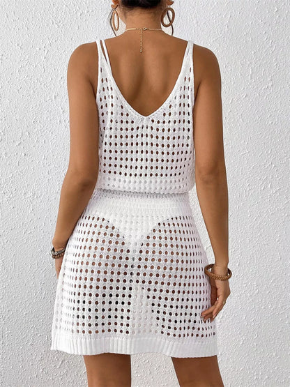 Crochet V-neck beach dress, view 4