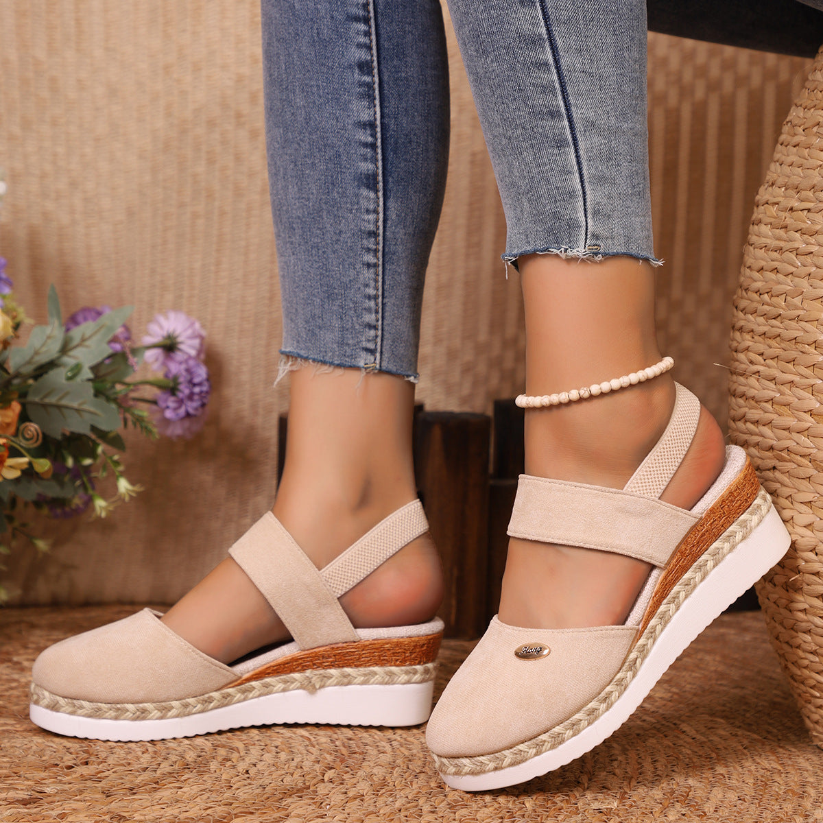 Round Toe Wedge Sandals