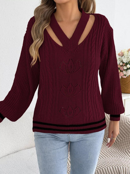 Cutout Cable Knit Sweater