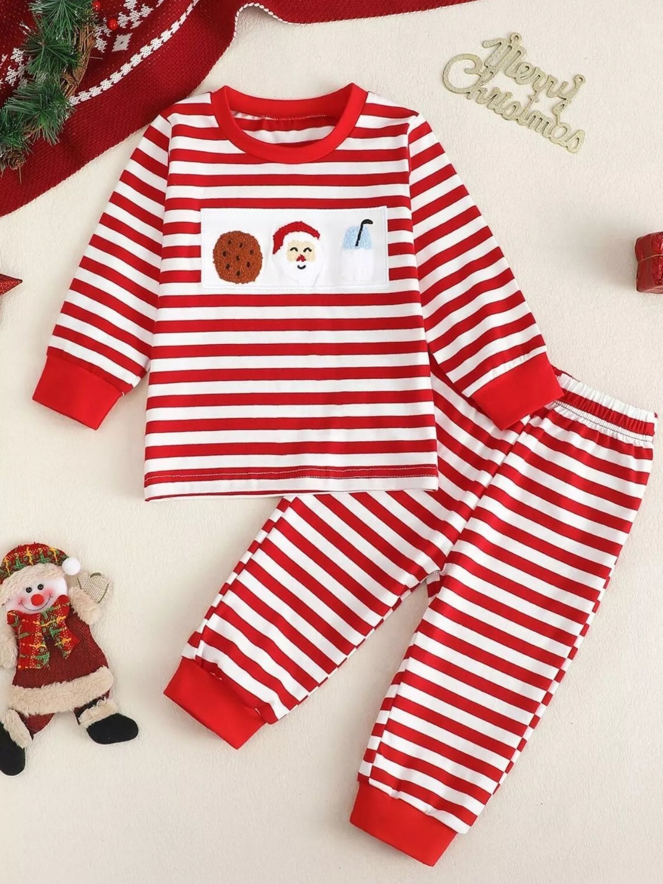 Children's Christmas Striped Pajama Set
