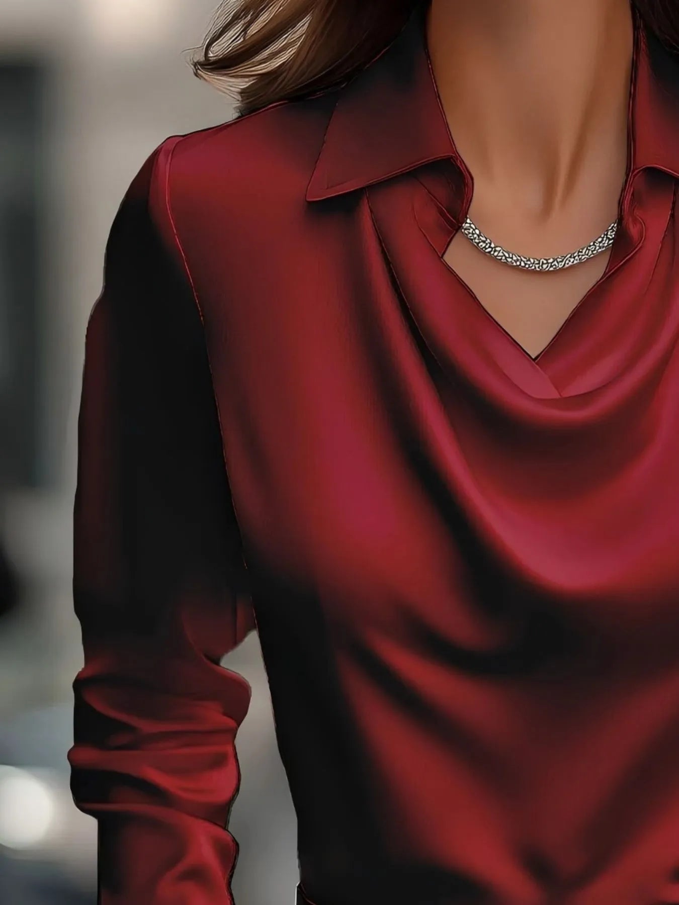 Full Size Collared Neck Long Sleeve Blouse