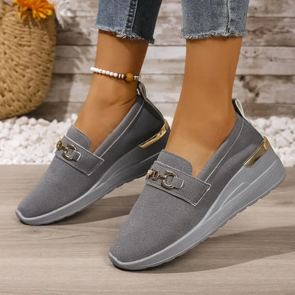 Round Toe Wedge Slip-Ons