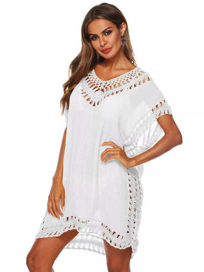 V-neck crochet cover-up dress, view 6