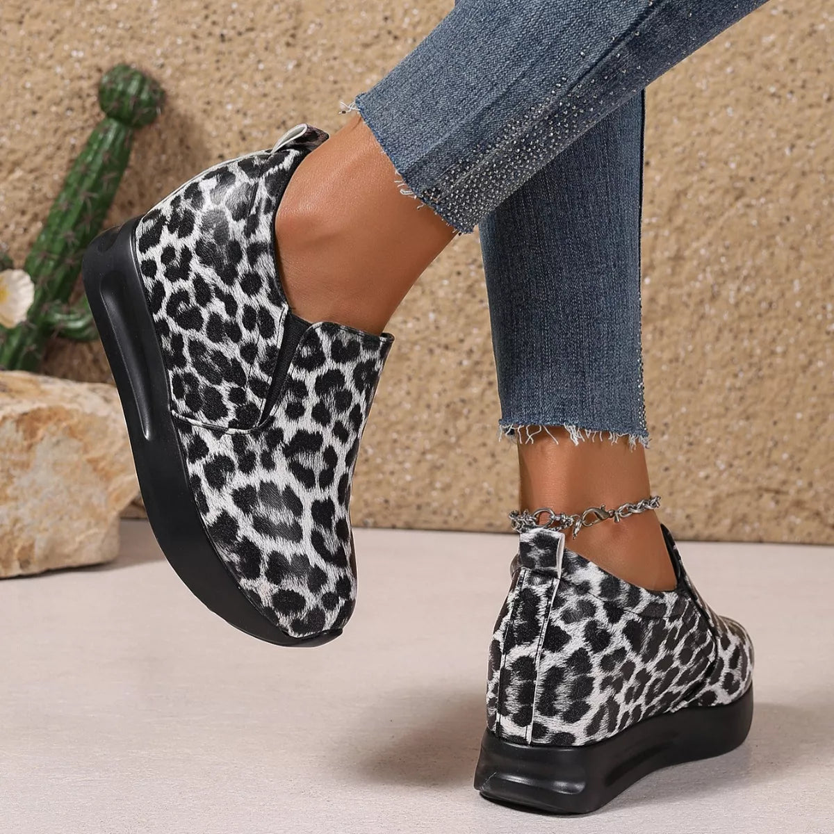 Leopard Platform Slip-Ons