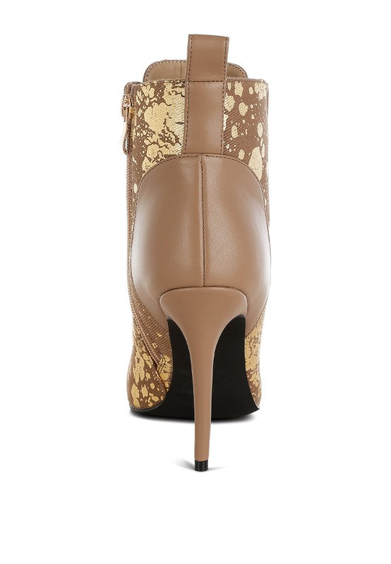 Abstract Pattern Lace-Up Ankle Boots