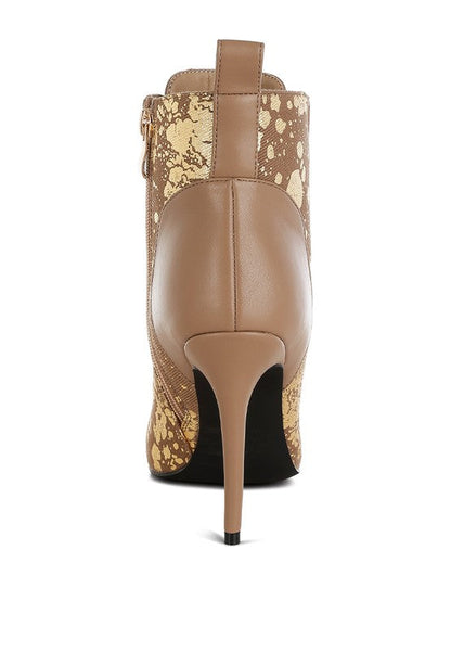 Abstract Pattern Lace-Up Ankle Boots