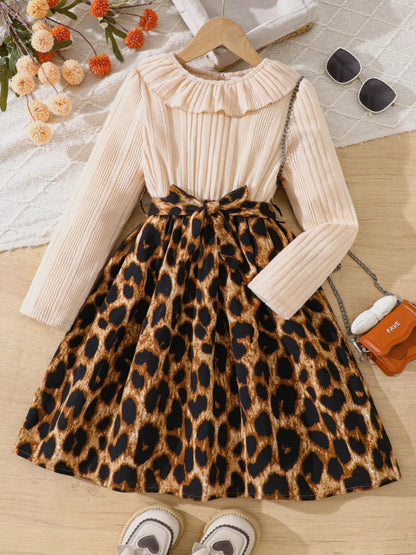 Children's Leopard Print Long Sleeve Dress