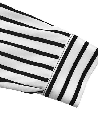 Striped Color Block Surplice Shirt