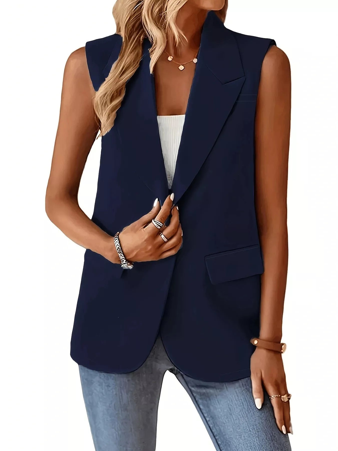 One Button Blazer Vest