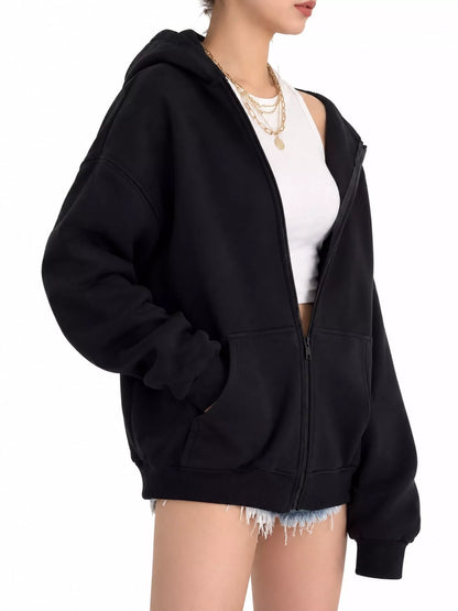 Plus size zip-up hoodie, view 10