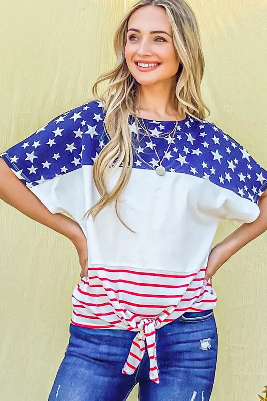 American Flag Print Casual Top