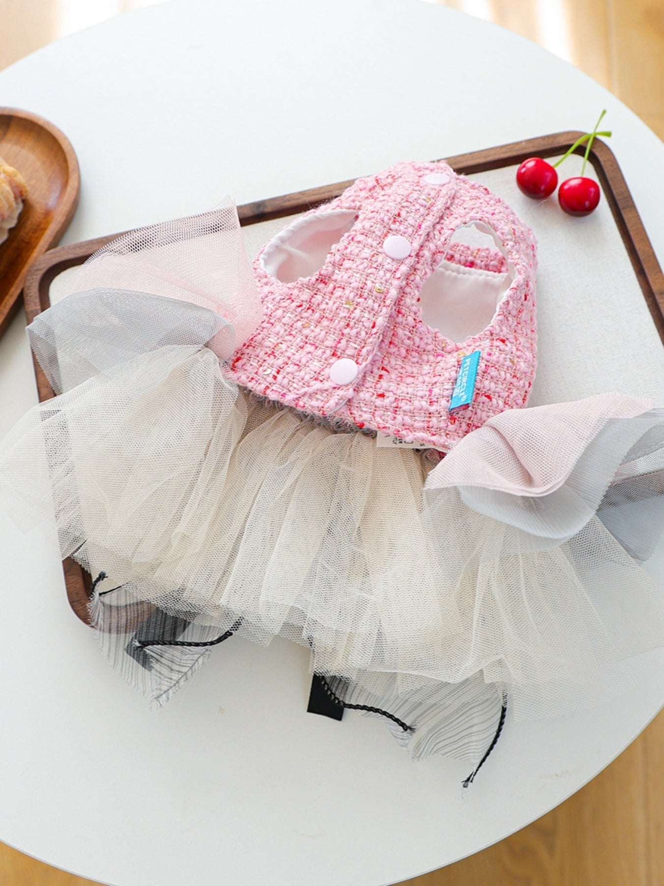 Tweed Pet Dress with Ruffle