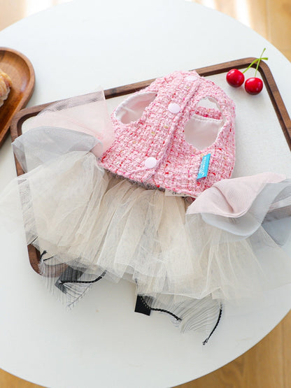 Tweed Pet Dress with Ruffle