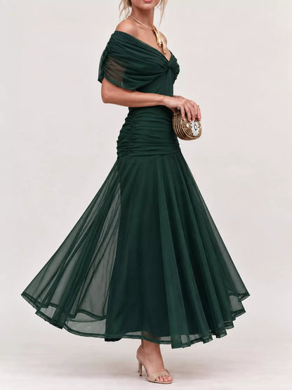 Off-shoulder tulle dress, view 22