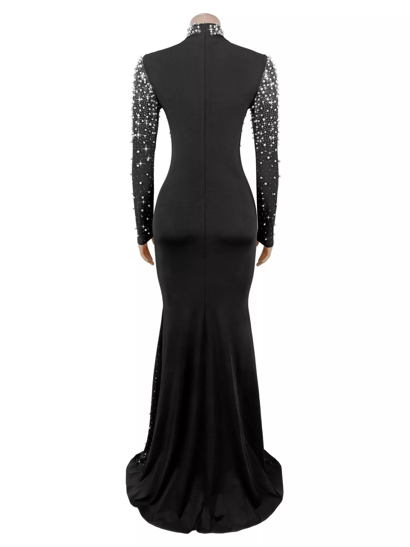 Rhinestone Long Sleeve Mermaid Maxi Dress