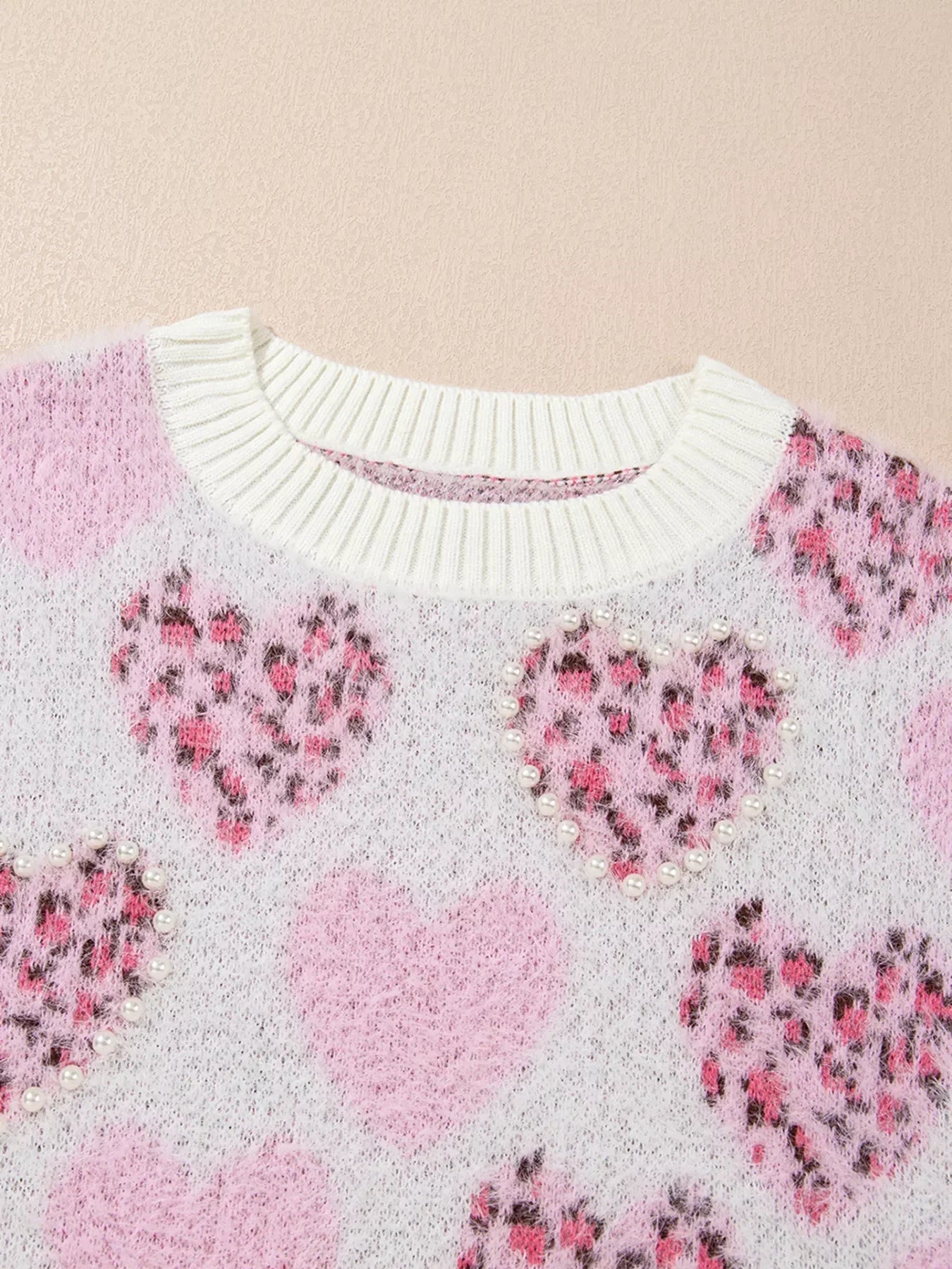 Ribbed Trim Fuzzy Sweater