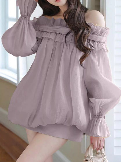 Ruffle Off-Shoulder Flounce Sleeve Blouse