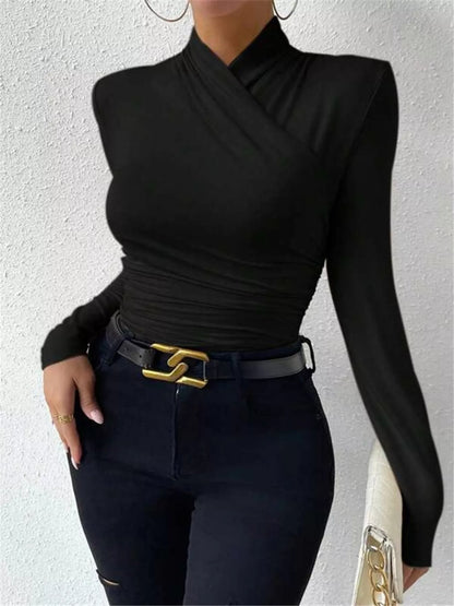Ruched Long Sleeve Slim Fit Top