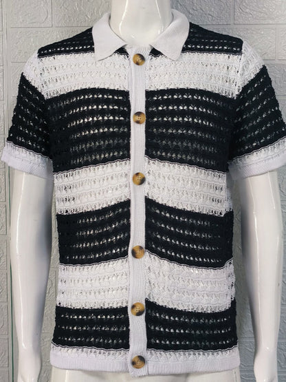 Men's Button Down Openwork Shirt