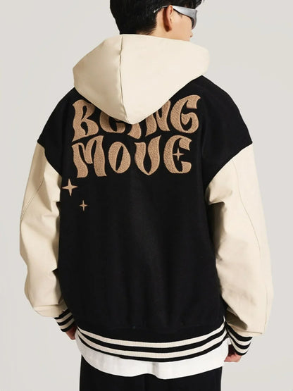 Men's Zip Up Hooded Baseball Jacket