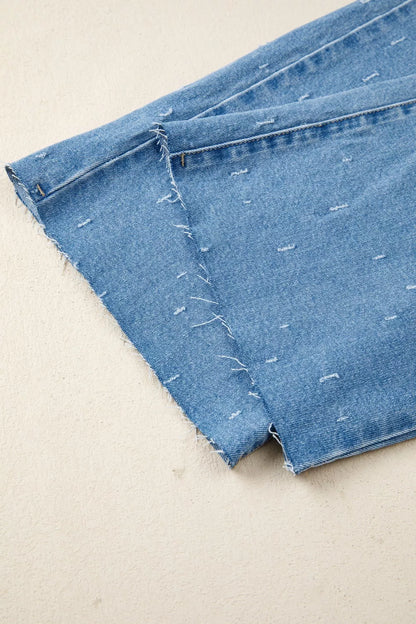 Distressed Detail Tummy Control Raw Hem Jeans
