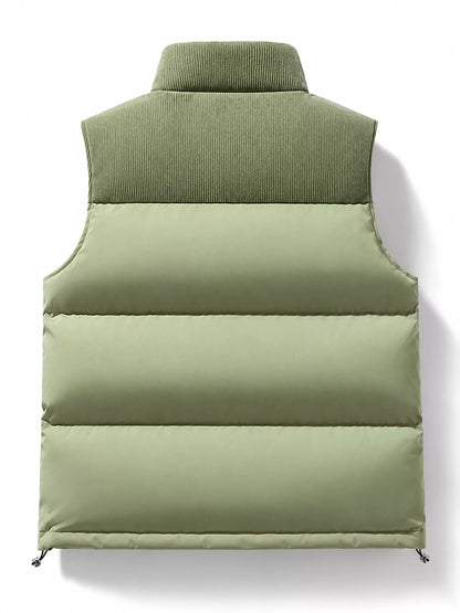 Men's corduroy patchwork puffer vest, view 18