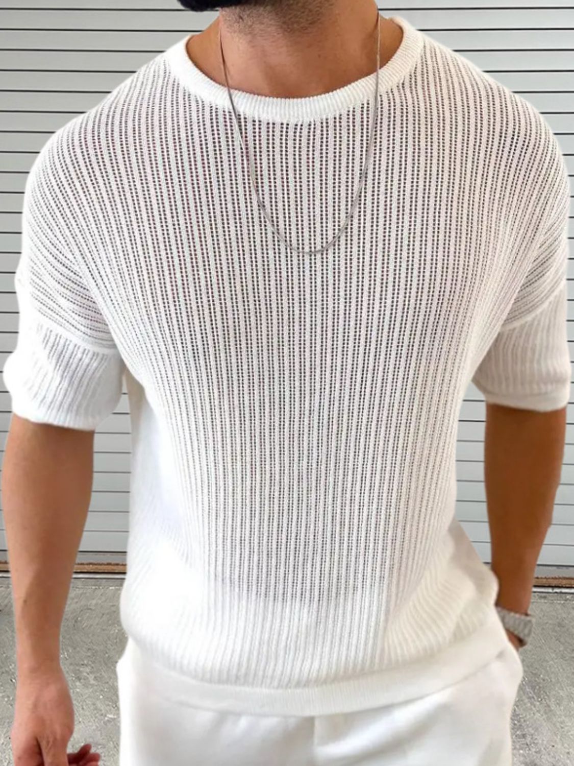 Round Neck Drop Shoulder Knit Top