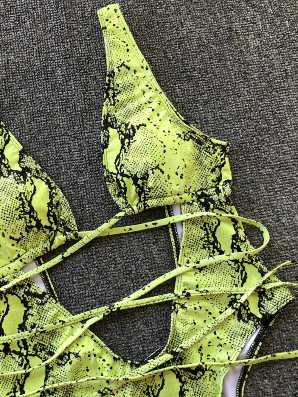 Lace-up plunge swimsuit, view 9