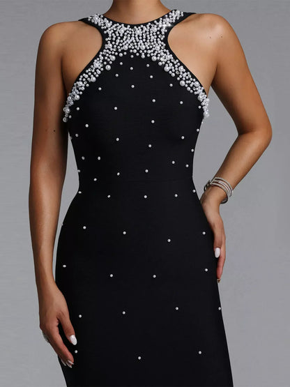 Pearl Detail Sleeveless Maxi Dress