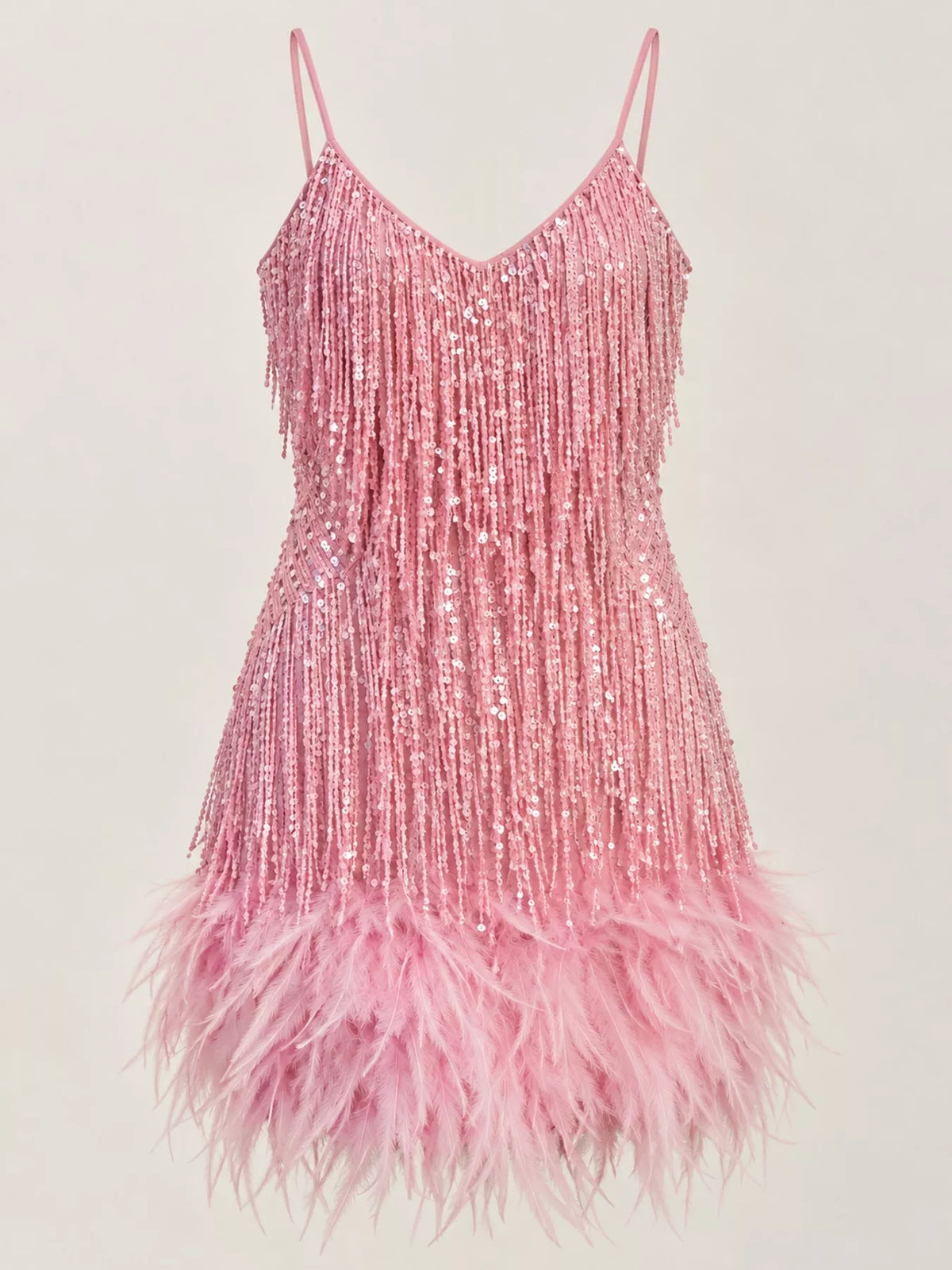 Plus size feather fringe sequin dress, view 14