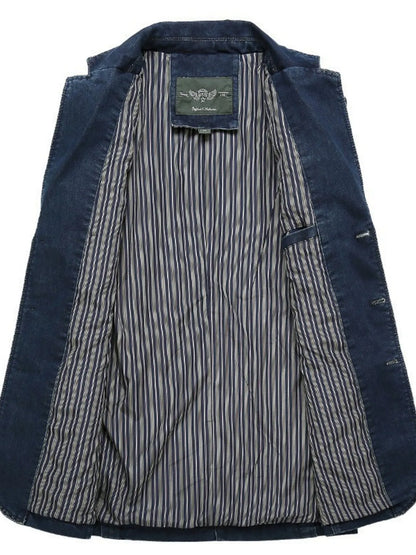Men's Plus Size Single-Breasted Denim Jacket