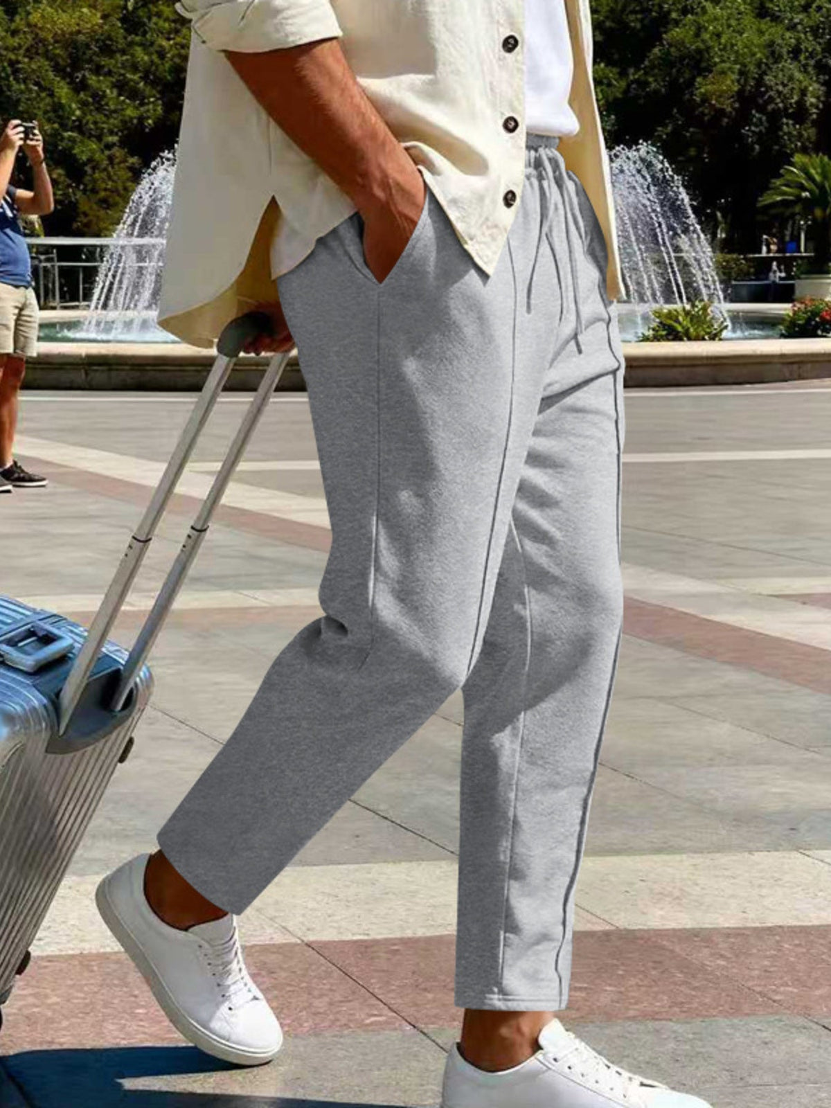 Men's Plus Size Drawstring Straight Leg Pants