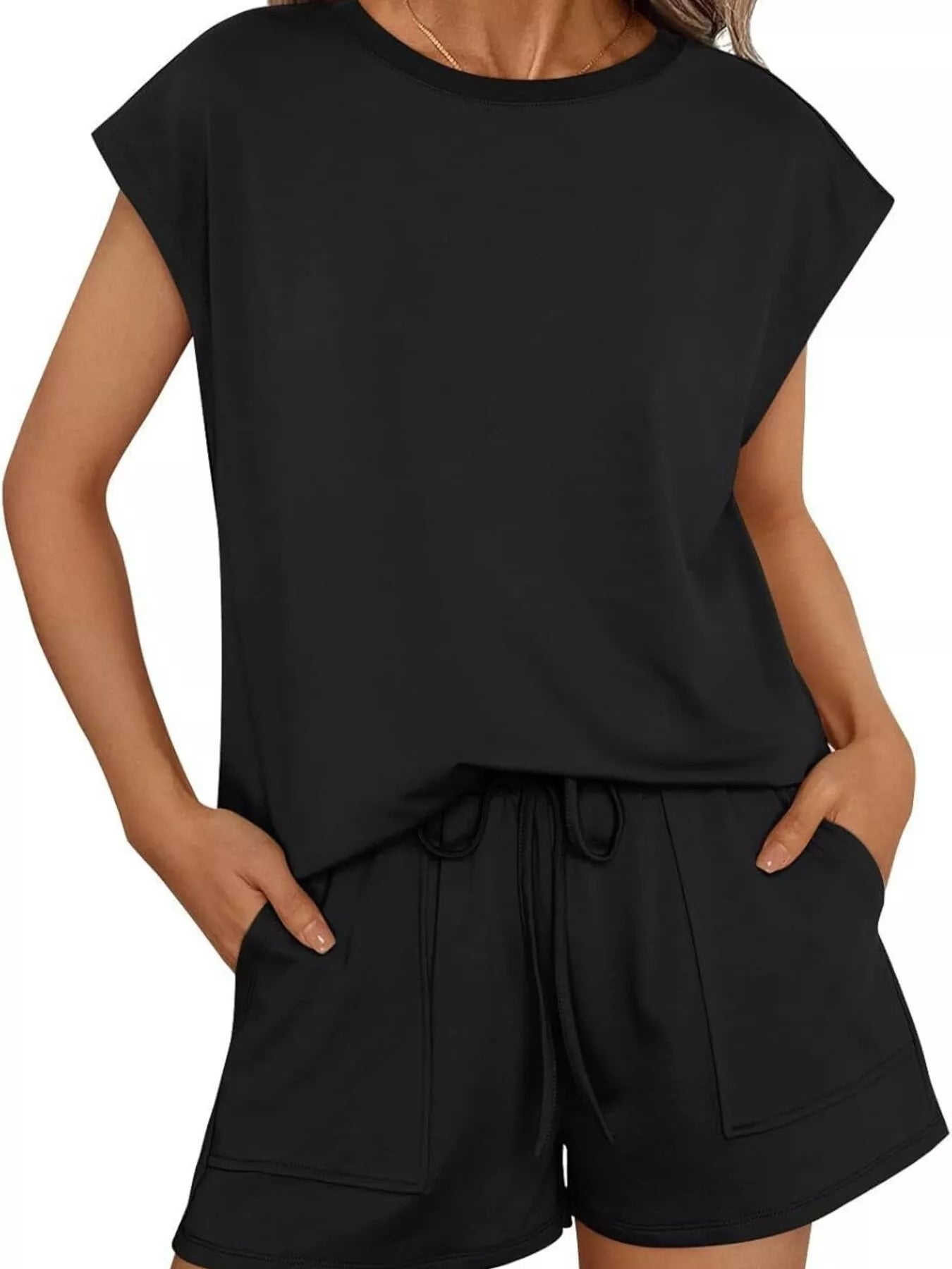 Casual Solid Color T-Shirt and Shorts Set