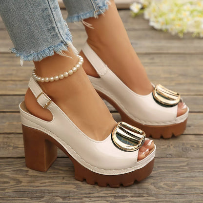 Open Toe Block Heels Sandals