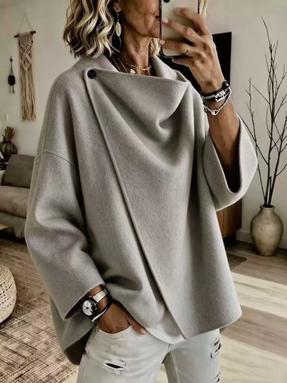 Plus size cowl neck cape, view 3