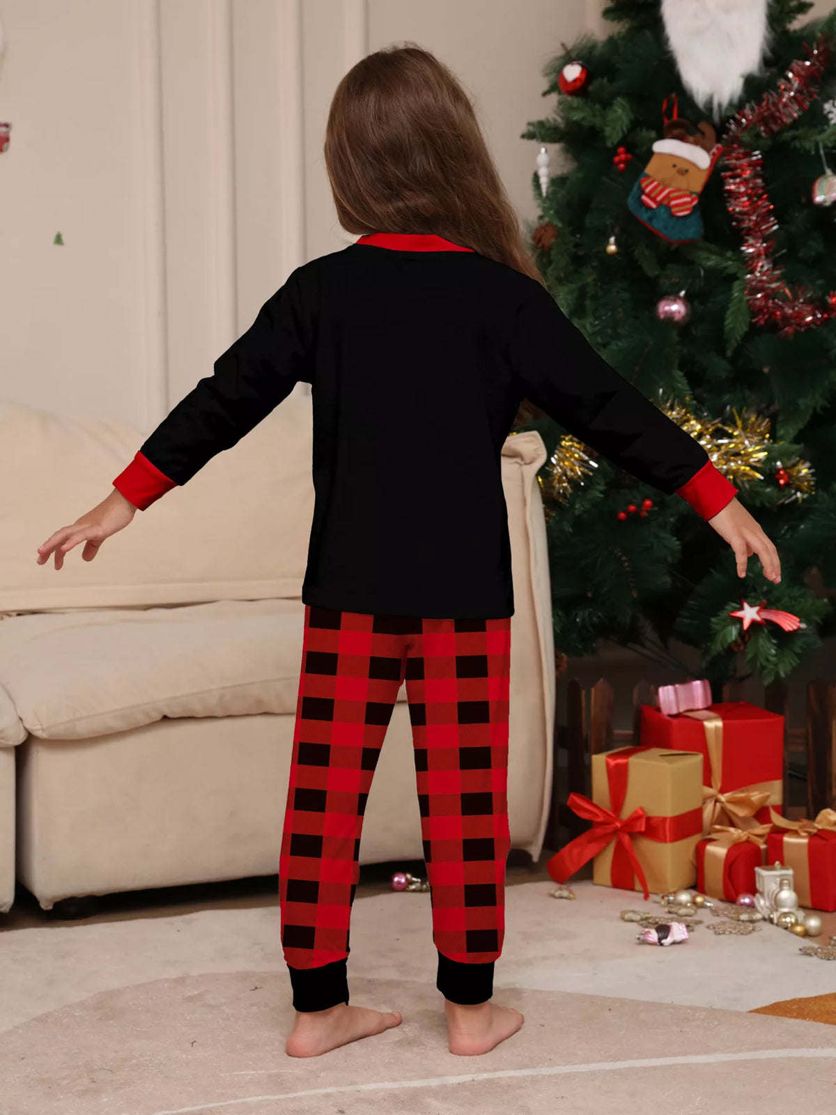 Matching Family Christmas Pajamas Set with Festive Graphic Plus Size