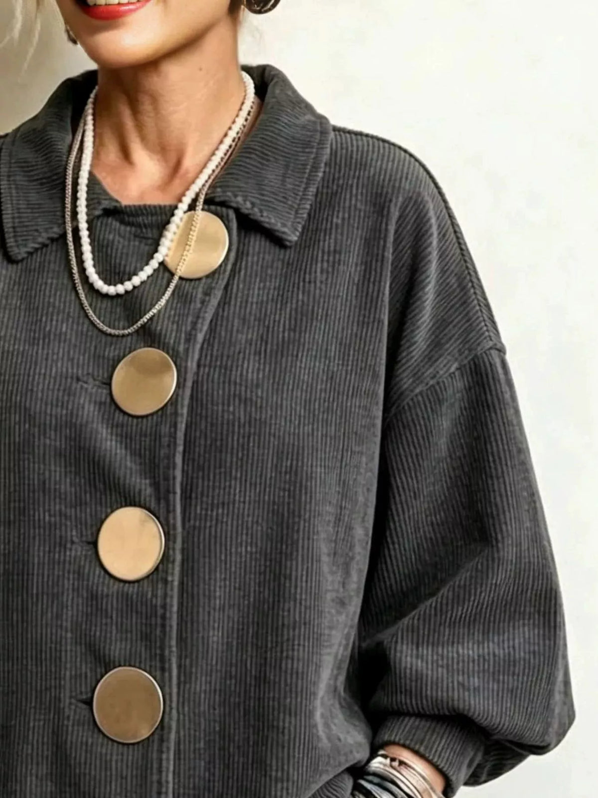 Corduroy button-down jacket, view 4
