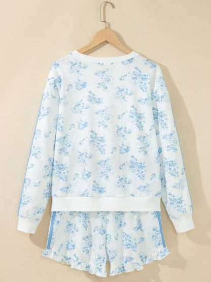 Floral sweatshirt and shorts set, view 6