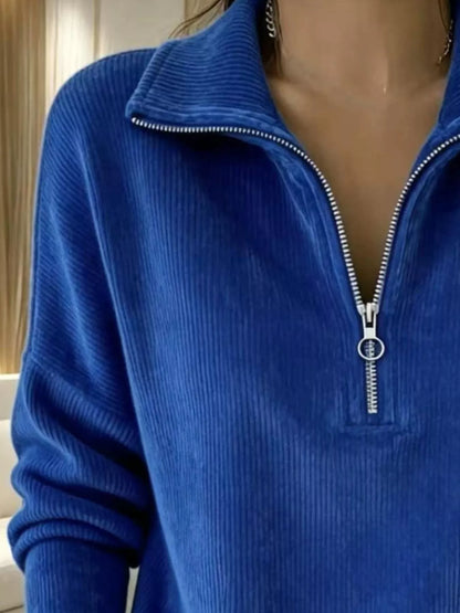 Full Size Corduroy Quarter-Zip Sweatshirt Plus Size
