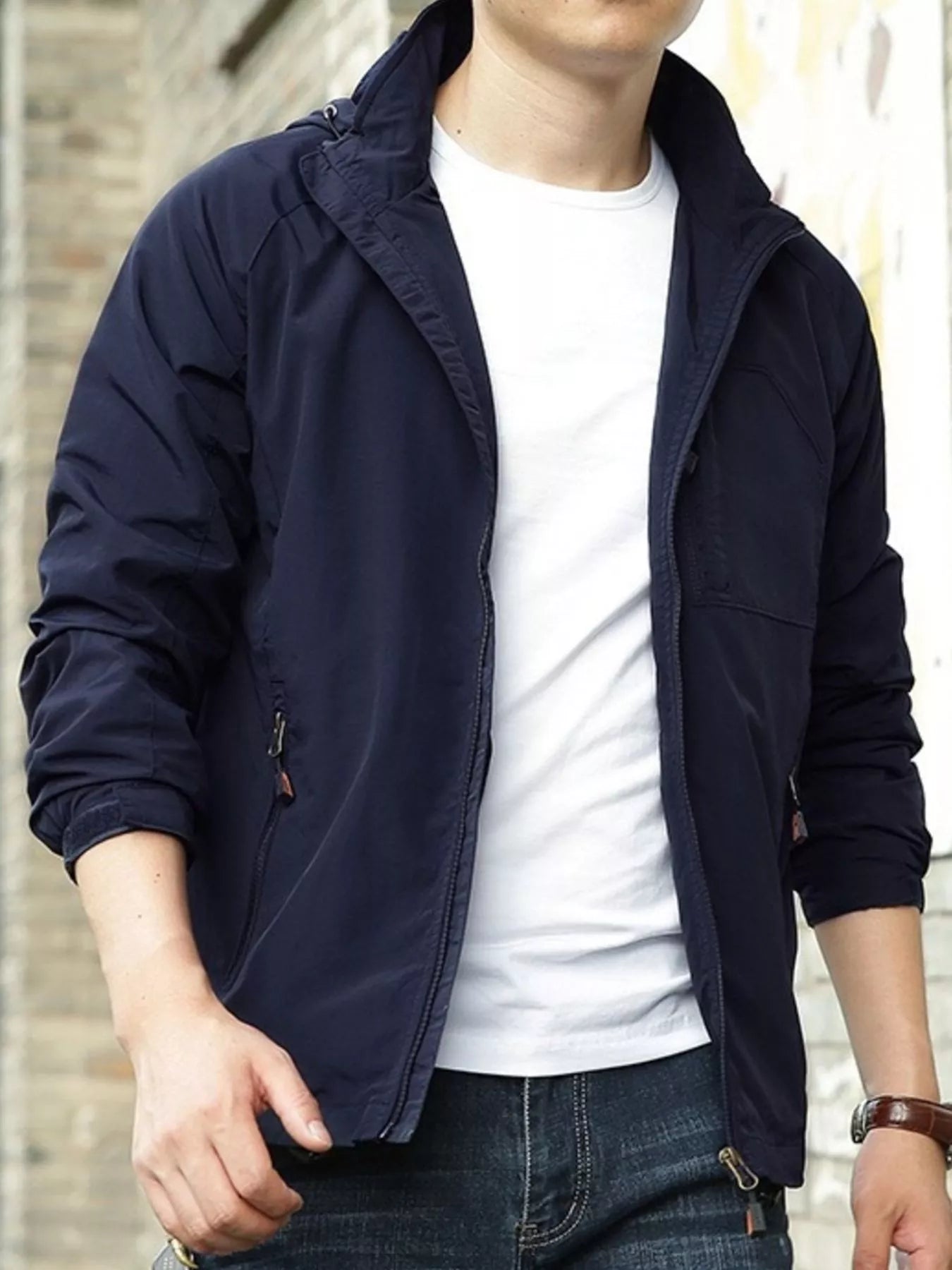 Men's Zip Up Long Sleeve Hooded Jacket