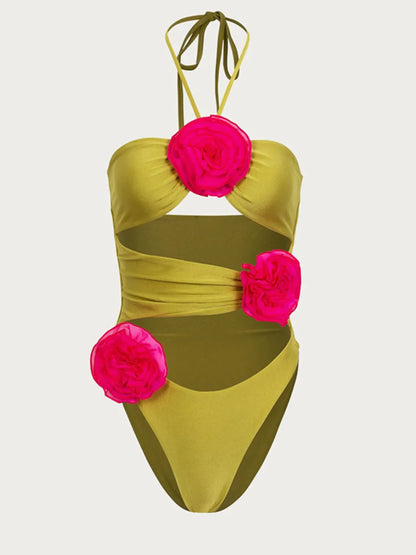 Flower Cutout One-Piece Swimwear
