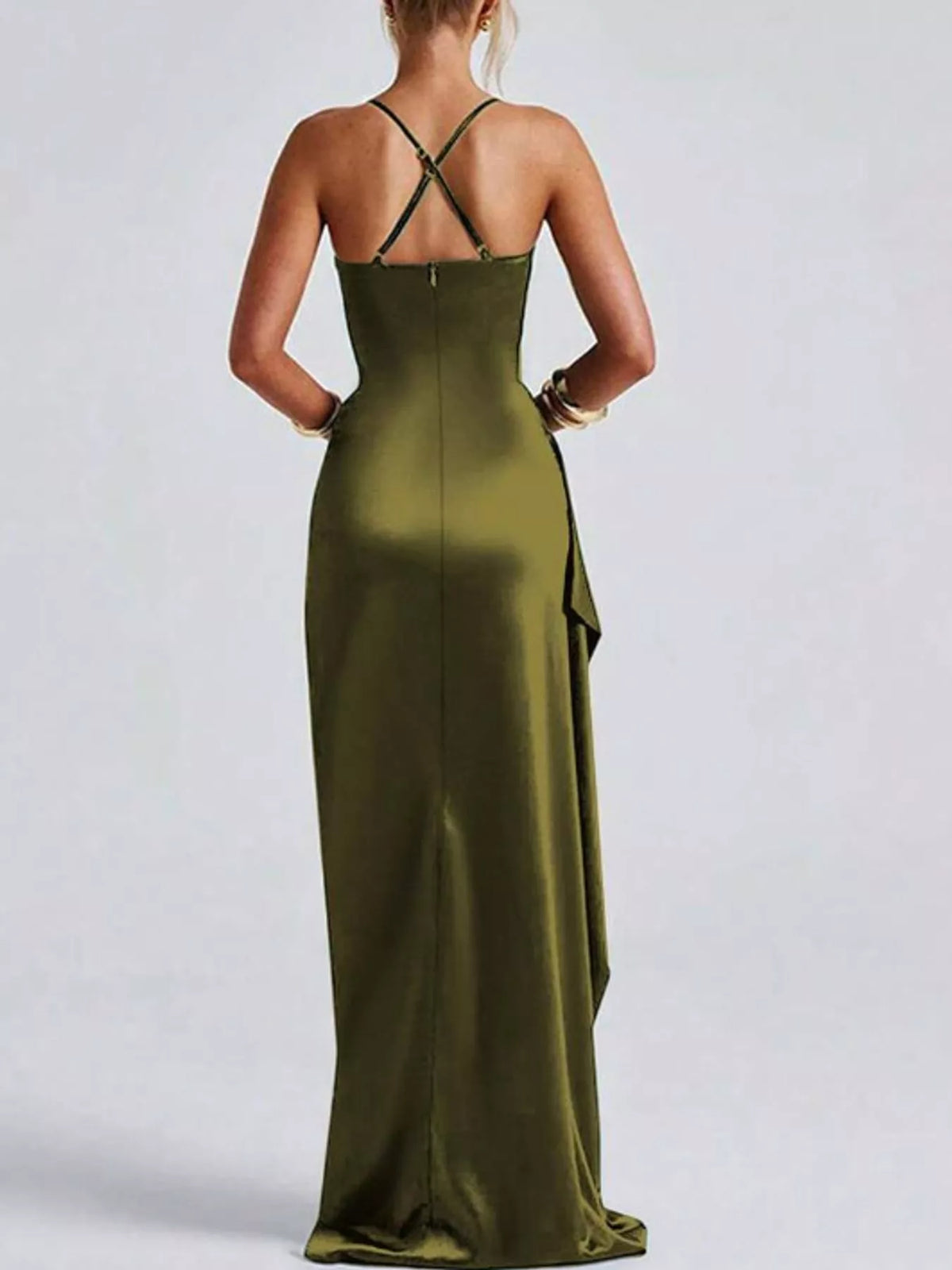 Satin high-slit maxi dress, view 27