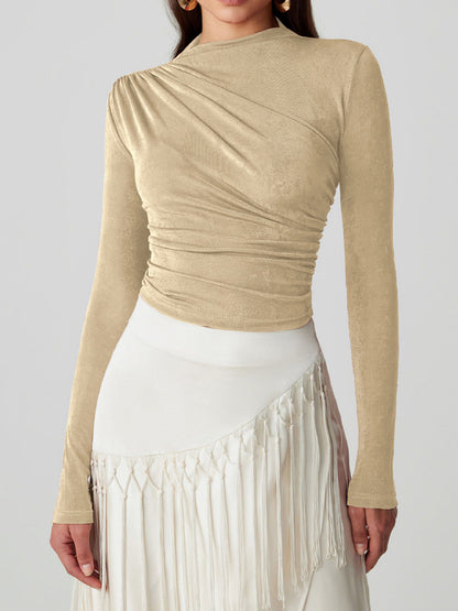 Mock Neck Long Sleeve T-Shirt