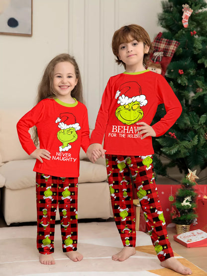 Grinch Themed Matching Family Christmas Pajama Set Plus Size